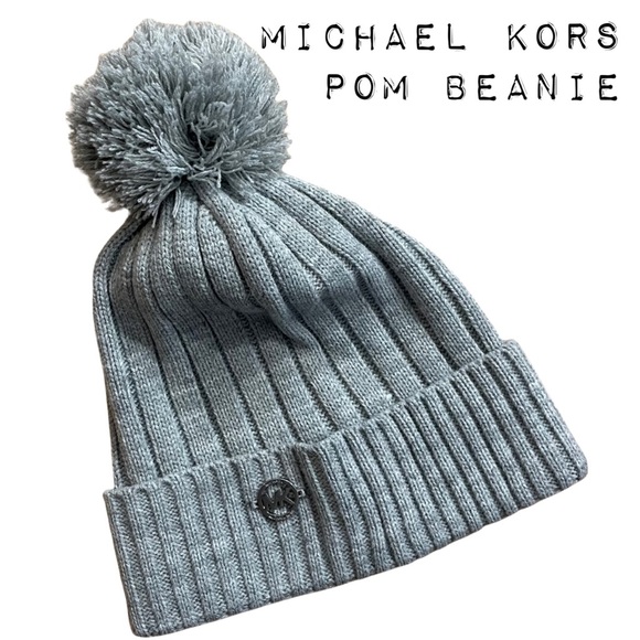 Michael Kors Accessories - Michael Kors | Knitted Grey Beanie With Pom, NWOT